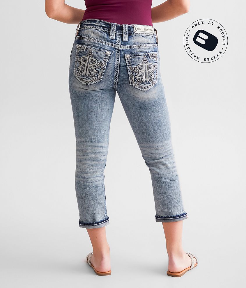Rock Revival Sidonie Easy Mid-Rise Cuffed Stretch Capri Jean front view