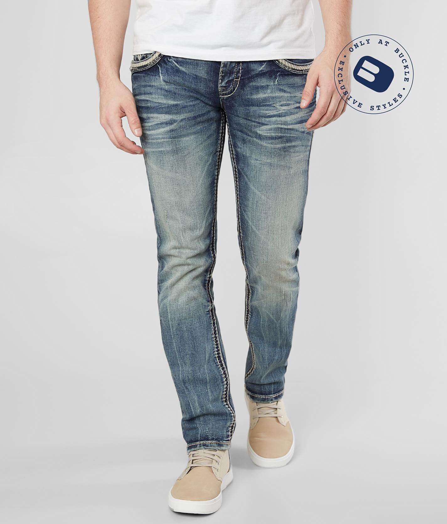 buckle slim fit jeans