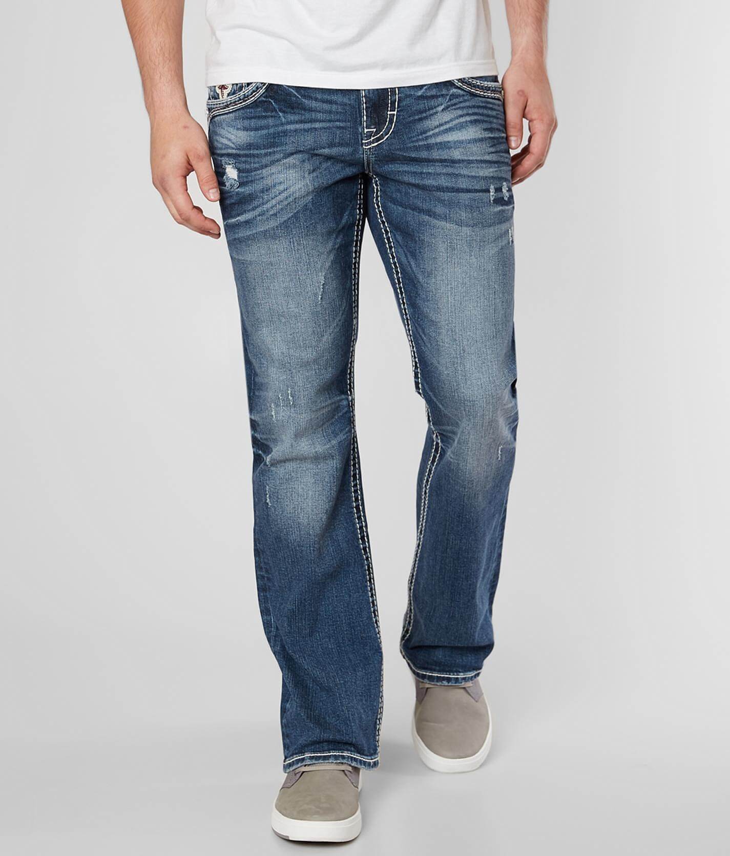 buckle slim bootcut jeans