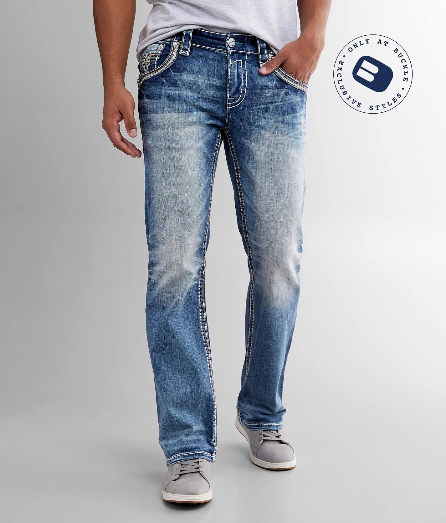 buckle slim bootcut jeans