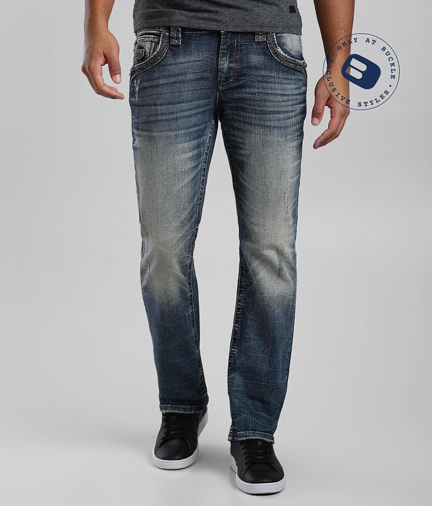 Rock Revival Kearney Relaxed Taper Stretch Jean Men's Jeans in Kearney EQ205 Buckle