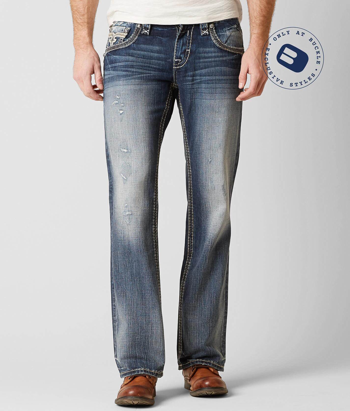buckle slim bootcut jeans