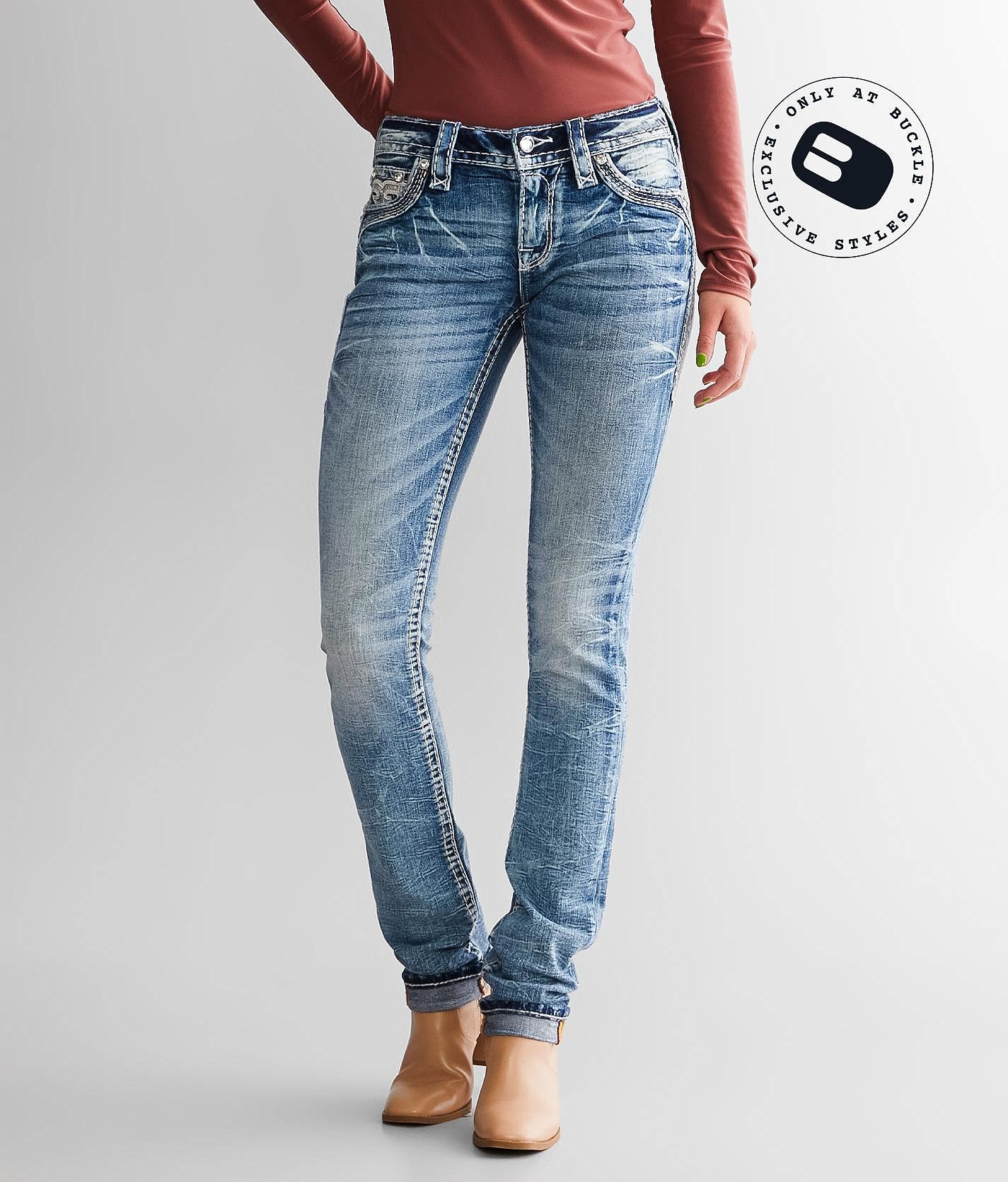 Rock Revival Eilish Low Rise Straight Stretch Jean - Women's Jeans in Eilish CJ208 | Buckle