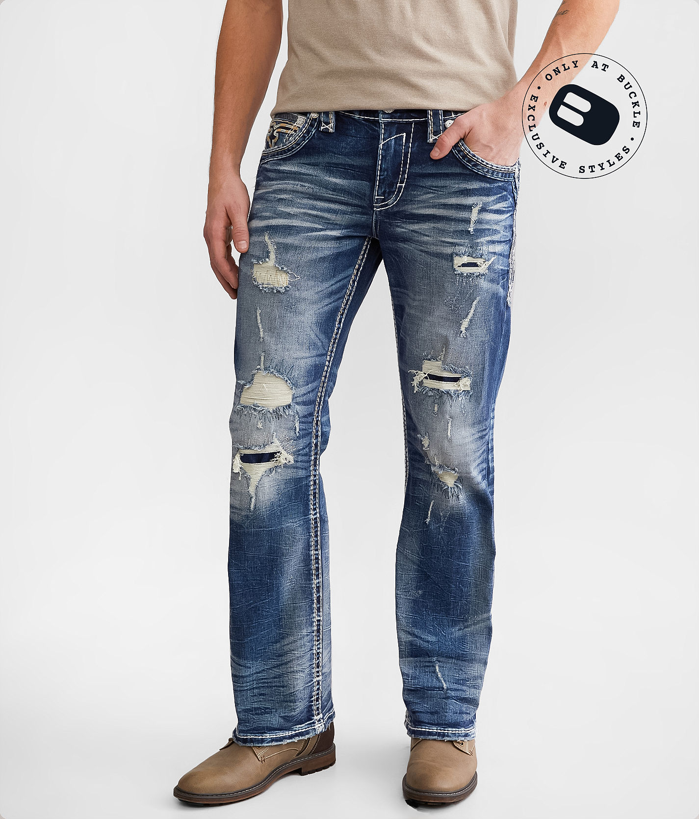 rock revival ロックリバイバル w3y2k Rock Revival Zeke Slim Boot Stretch Jean - Men's Jeans in