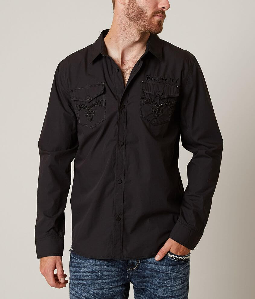 Rock Revival Stud Night Shirt - Men's Shirts in Black | Buckle