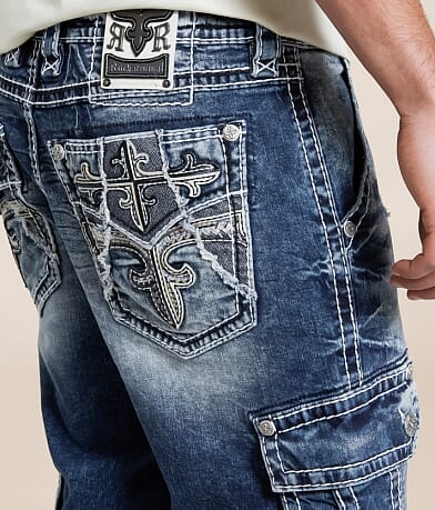 Rock Revival Jethro 14&quot; Cargo Stretch Short back pocket view