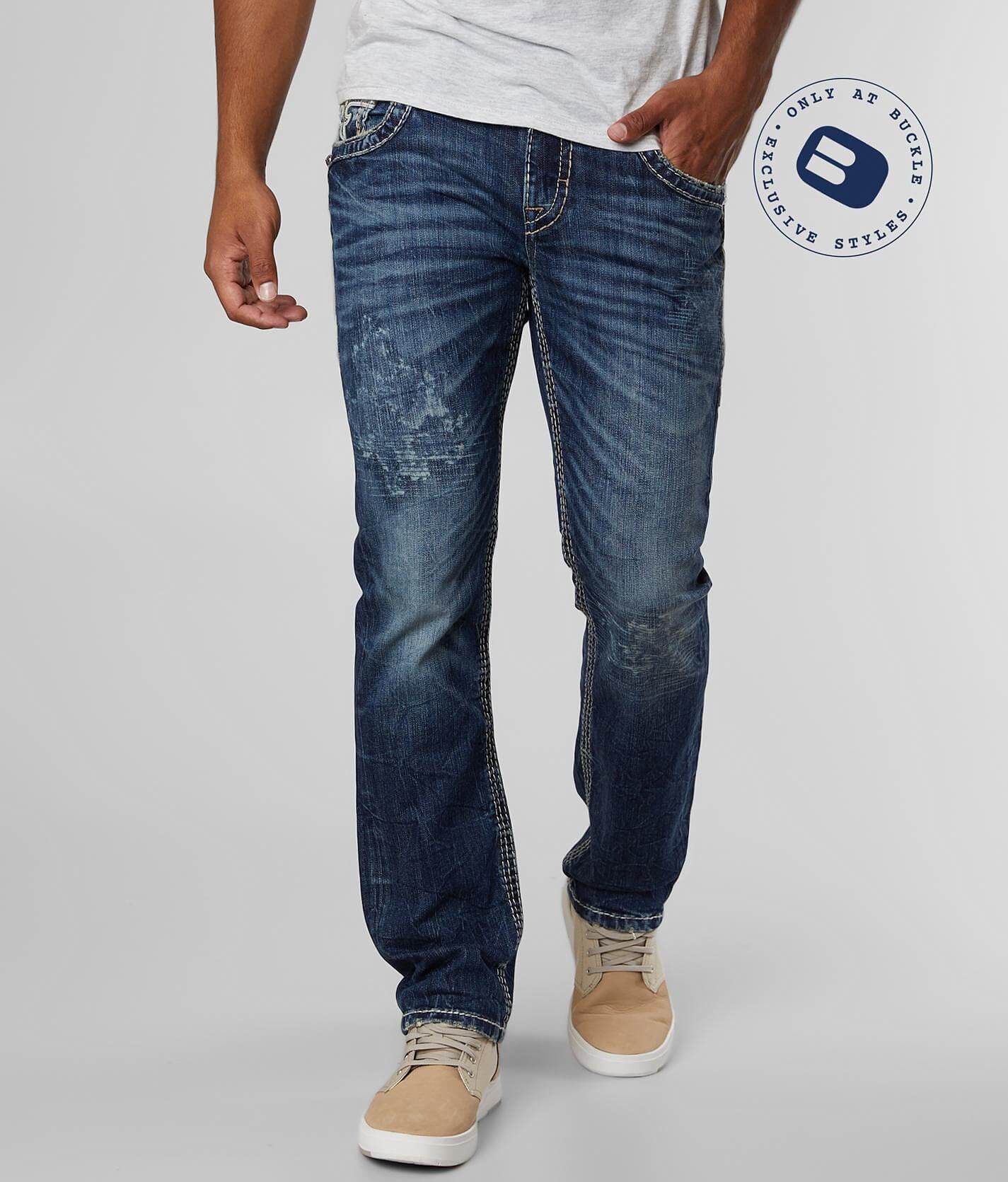 buckle slim fit jeans