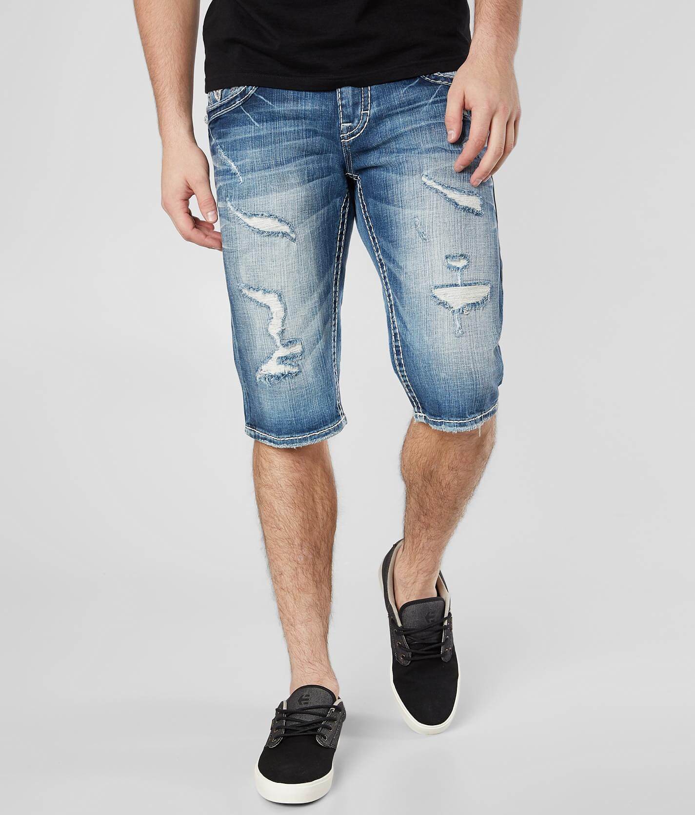 buckle mens jean shorts