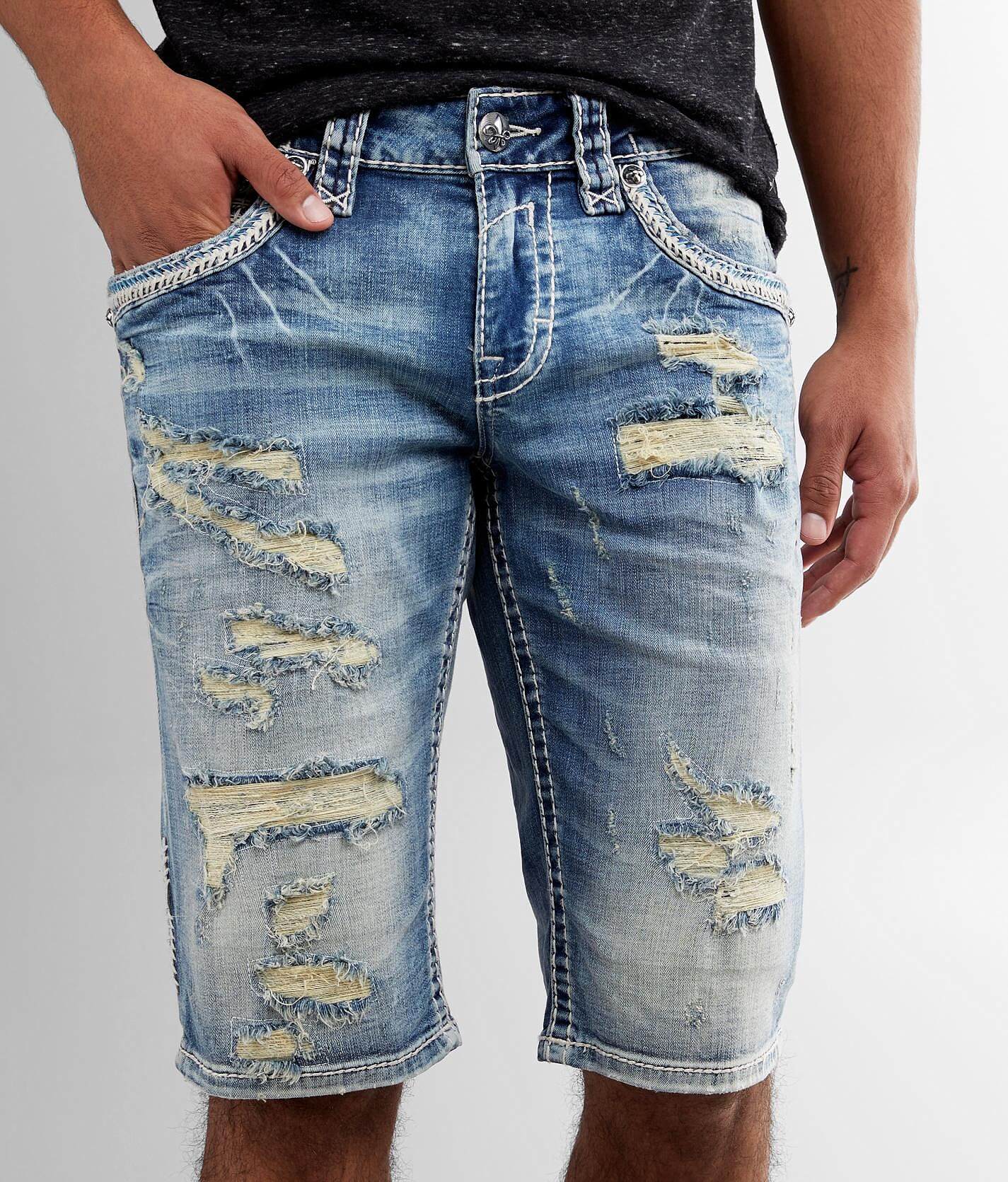 buckle mens jean shorts