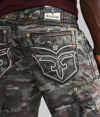 Rock Revival Classic Camo Cargo Short back pocket view