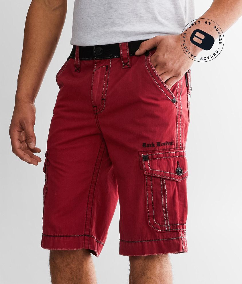 Rock Revival Classic Cargo - Men's Shorts in Red | Buckle