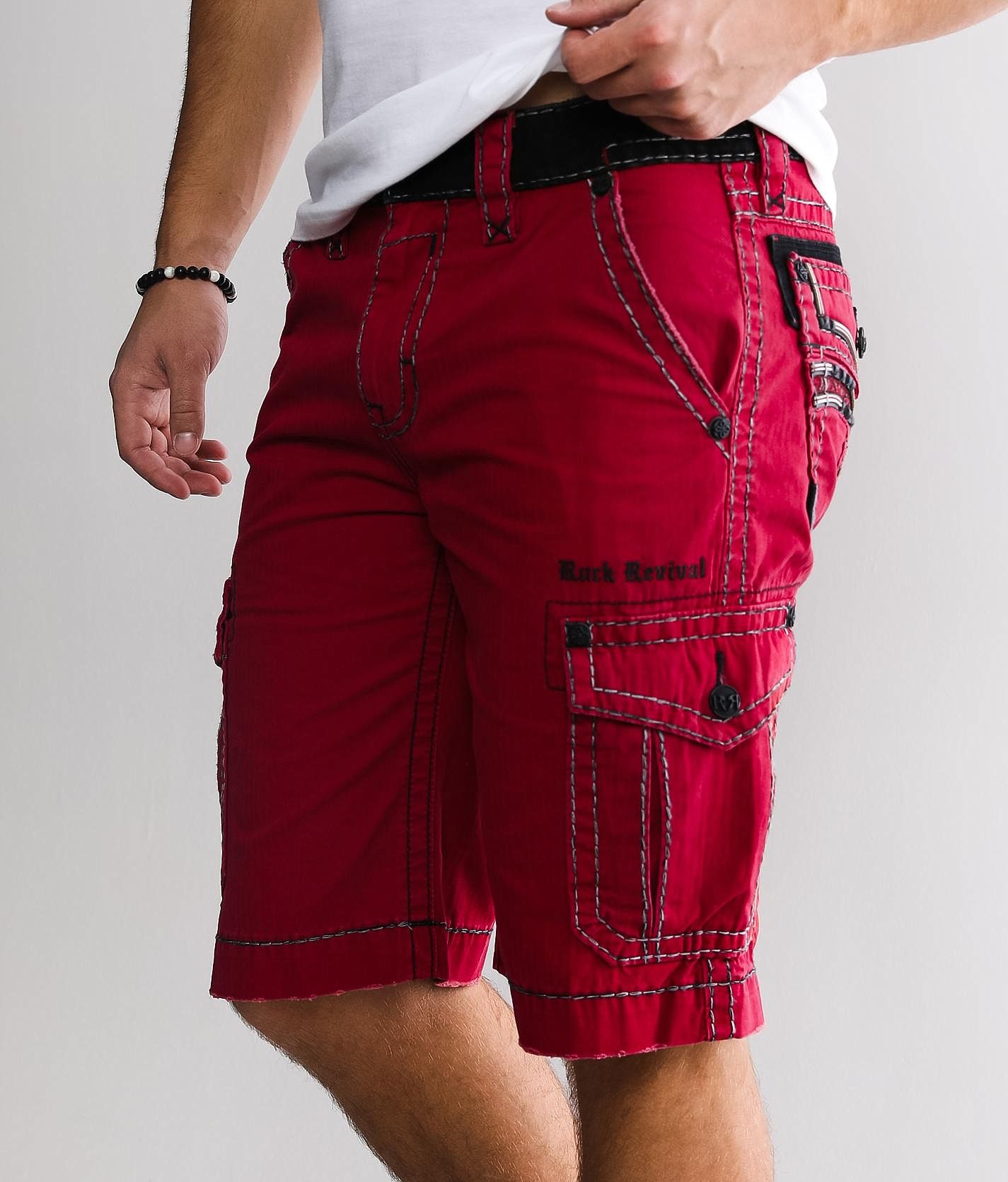 Rock Revival Classic Cargo - Men's Shorts in Red | Buckle