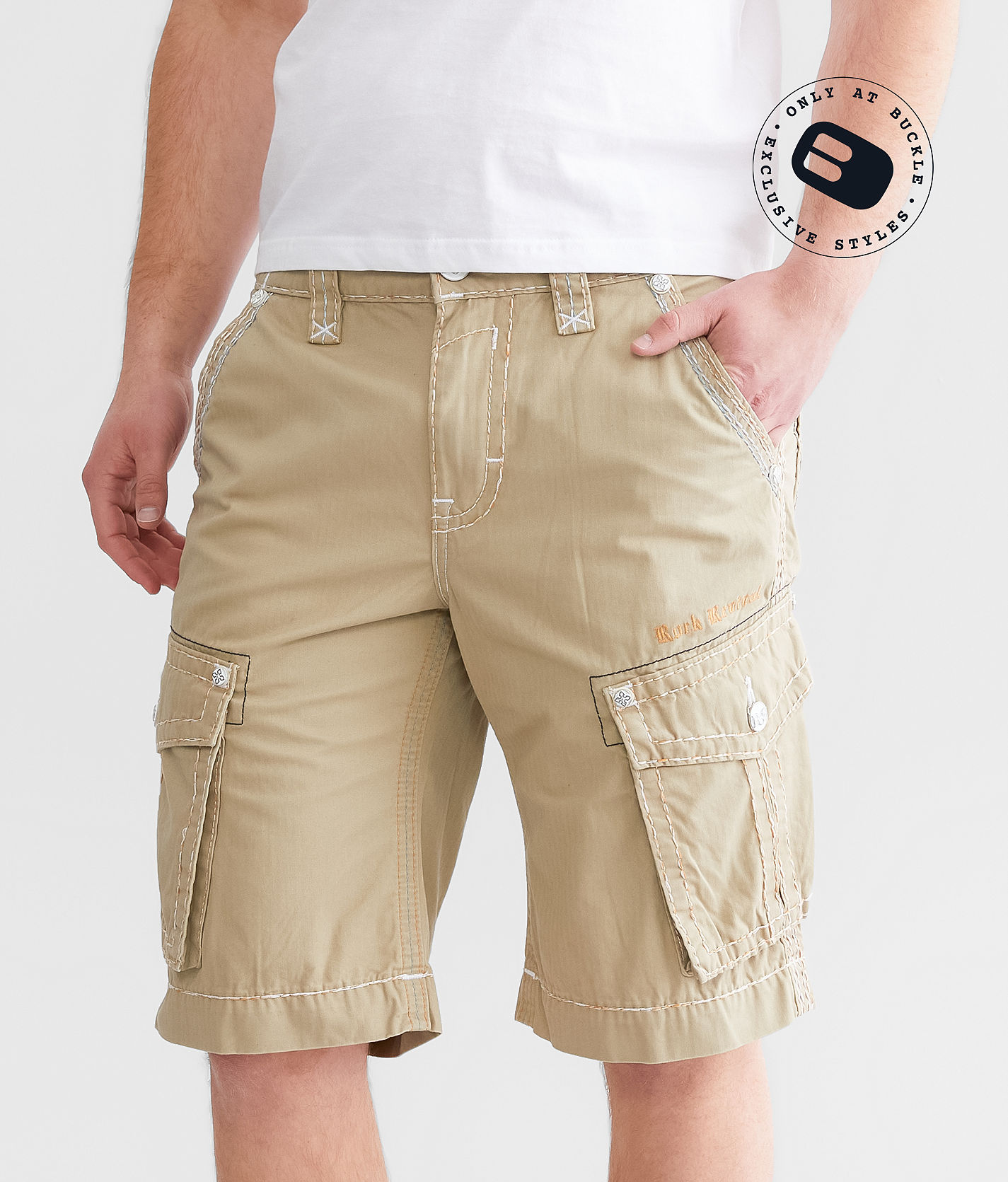 Store Rock Revival Men's Orange Classic Cargo Shorts Size 32 (34x12)