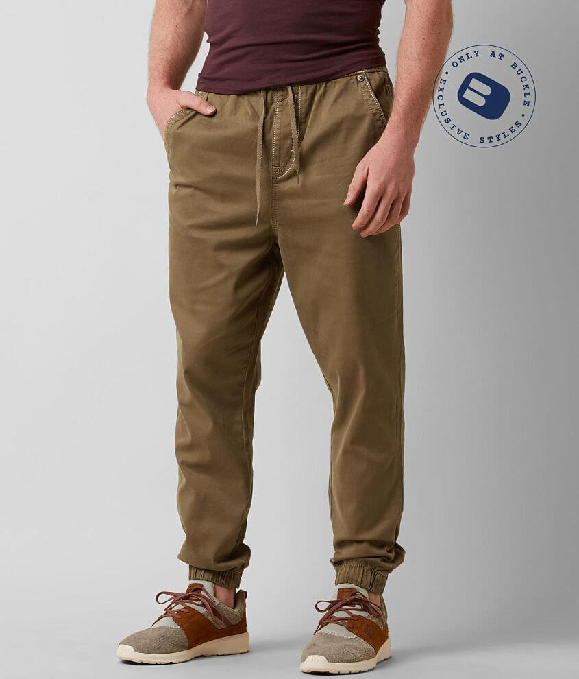 Rock Revival Twill Jogger Pant Men's Pants in Travertine Buckle