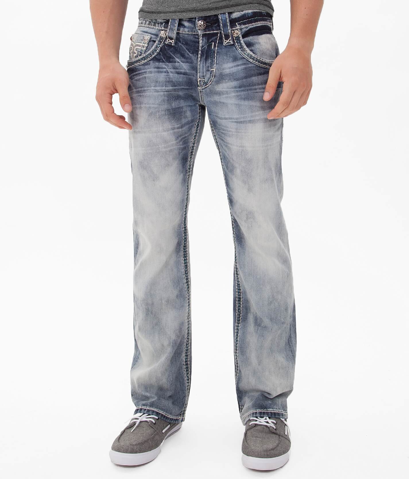 buckle slim bootcut jeans