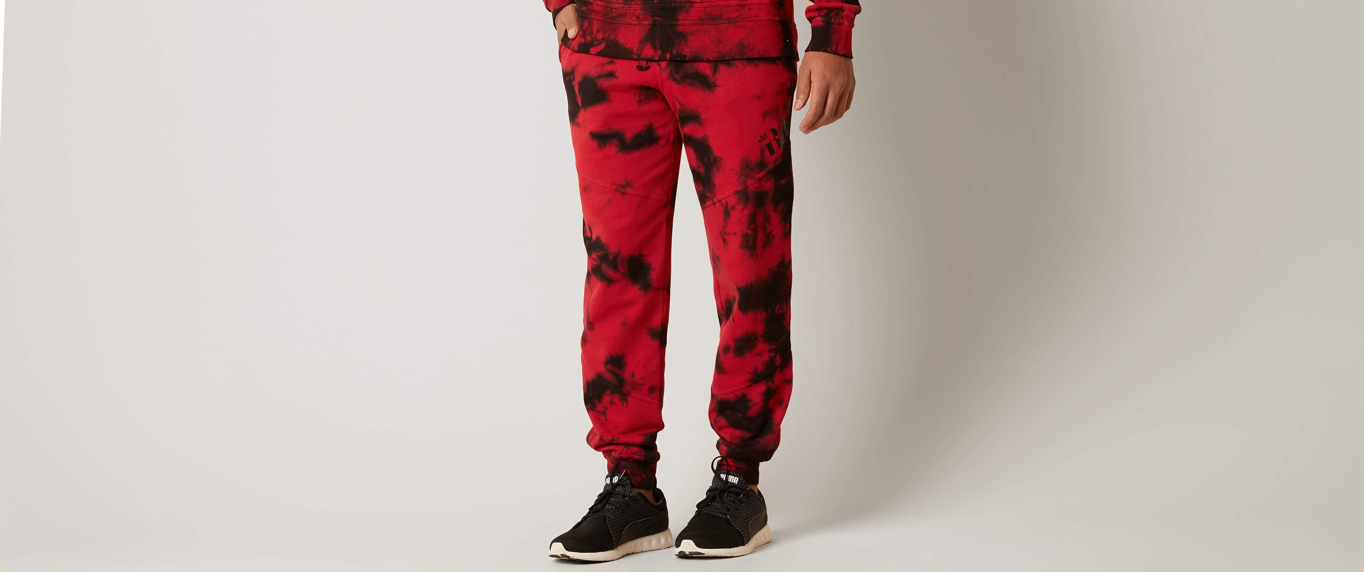 Rock Revival Logan Jogger Sweatpant Men's Pants in Red Black Buckle