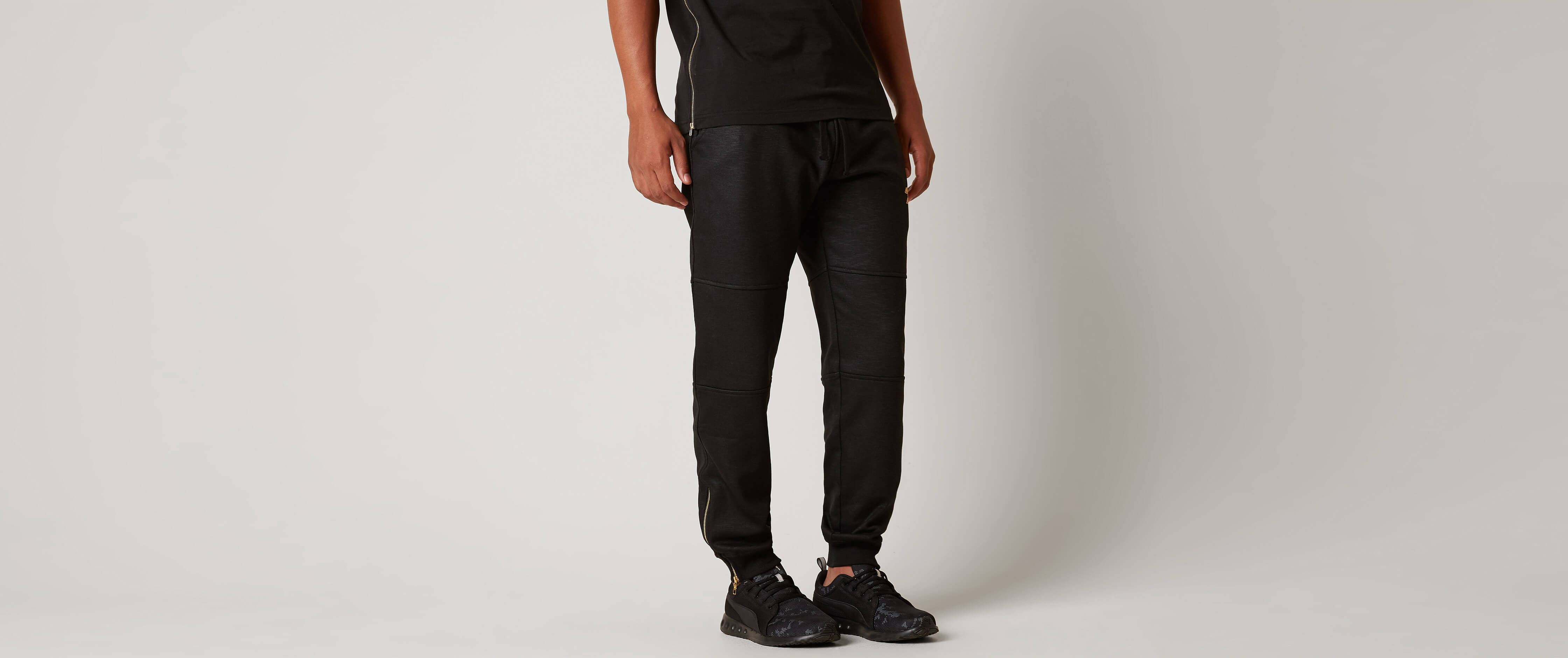 Rock Revival Craftson Jogger Sweatpant Men's Pants in Black Buckle