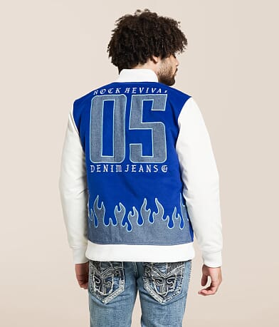 White & Blue Varsity Jacket thumbnail 3