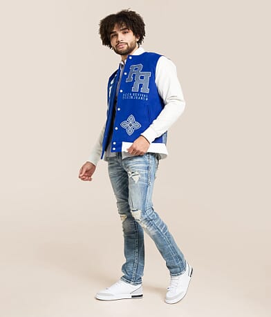 White & Blue Varsity Jacket thumbnail 7
