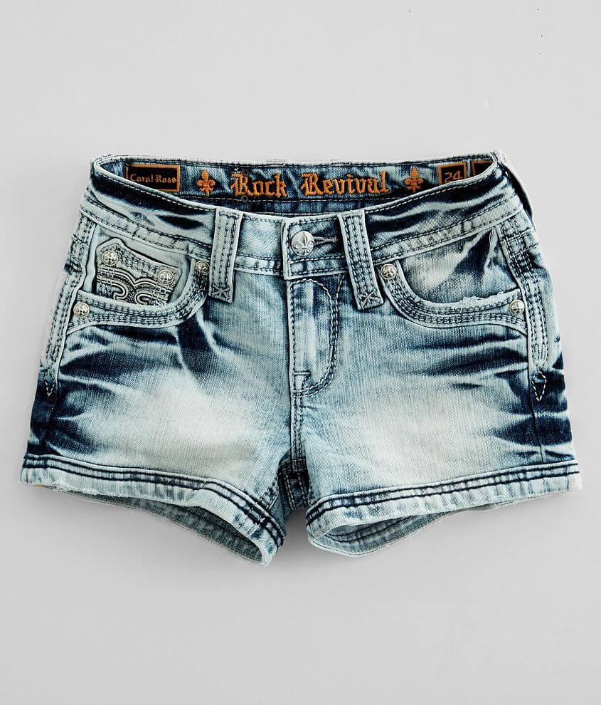 Rock Revival Coral Rose Stretch Short front view