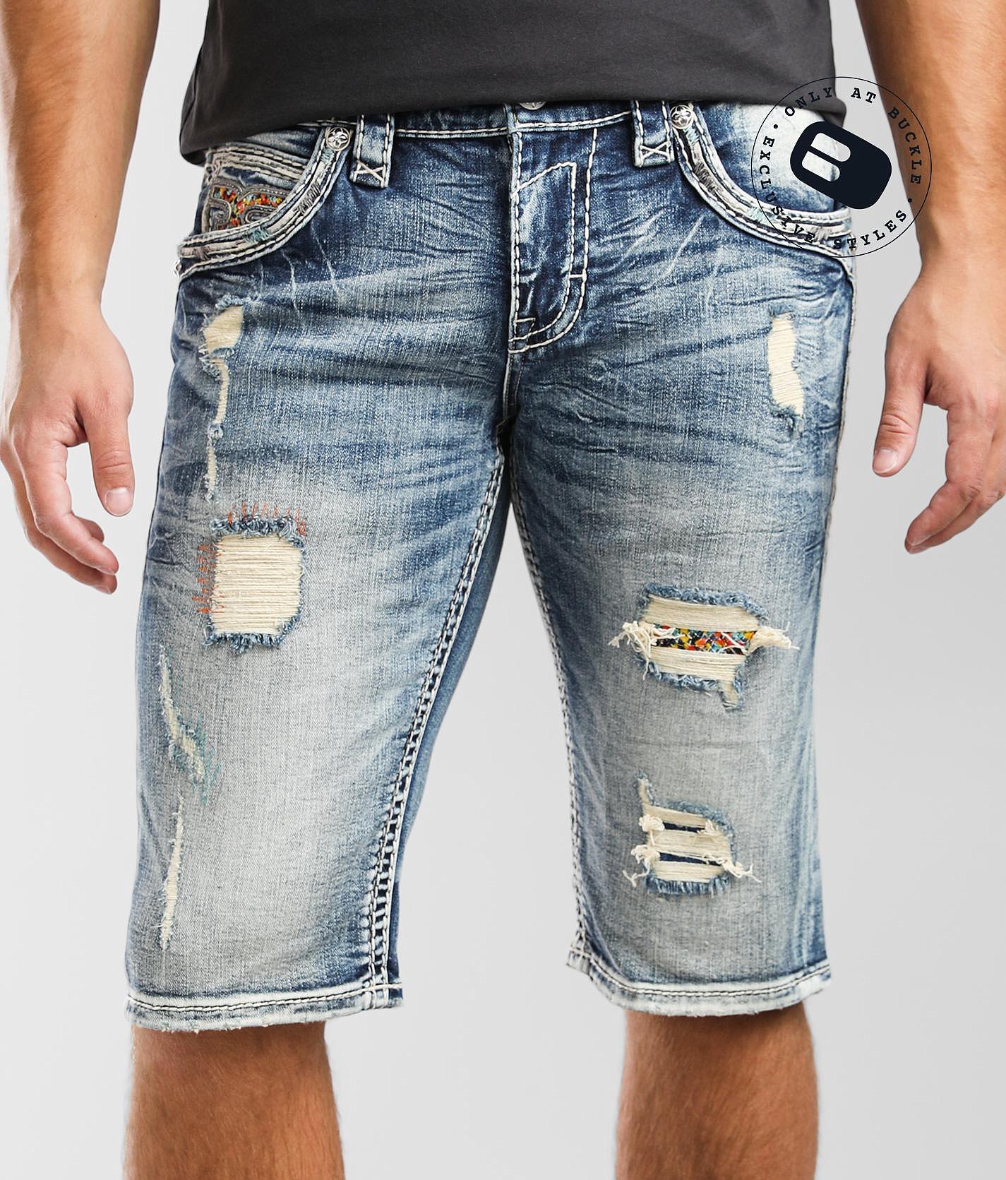 buckle jean shorts for men