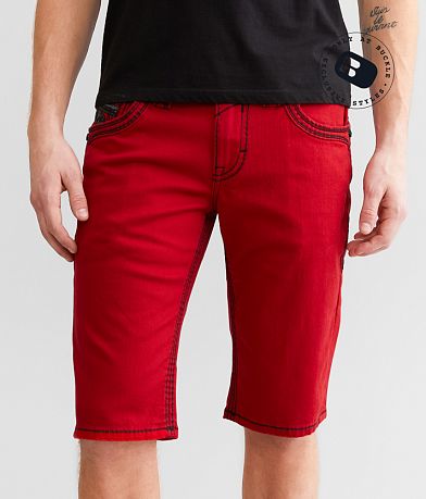 Shorts for Men Denim Red Buckle