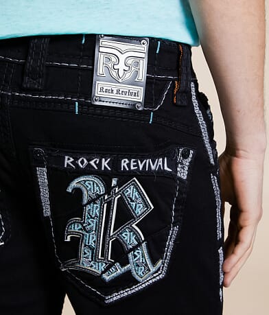 Rock Revival Alonzo 14&quot; Stretch Short back pocket view