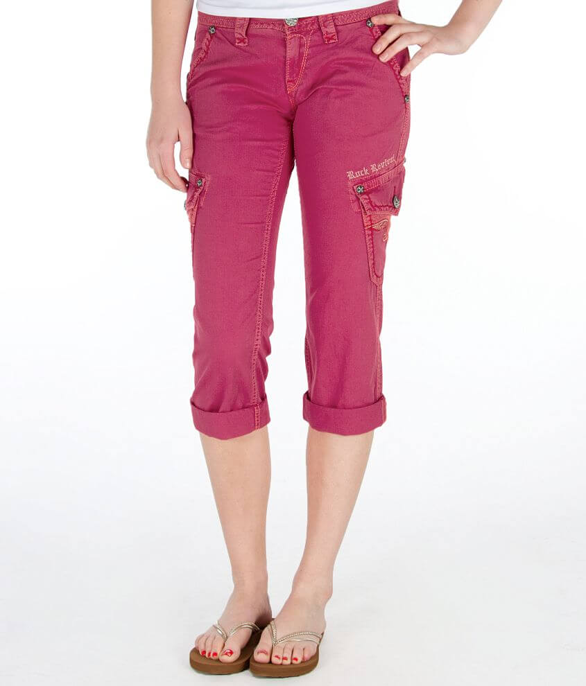 Rock Revival Red Cargo Cropped Pant front view