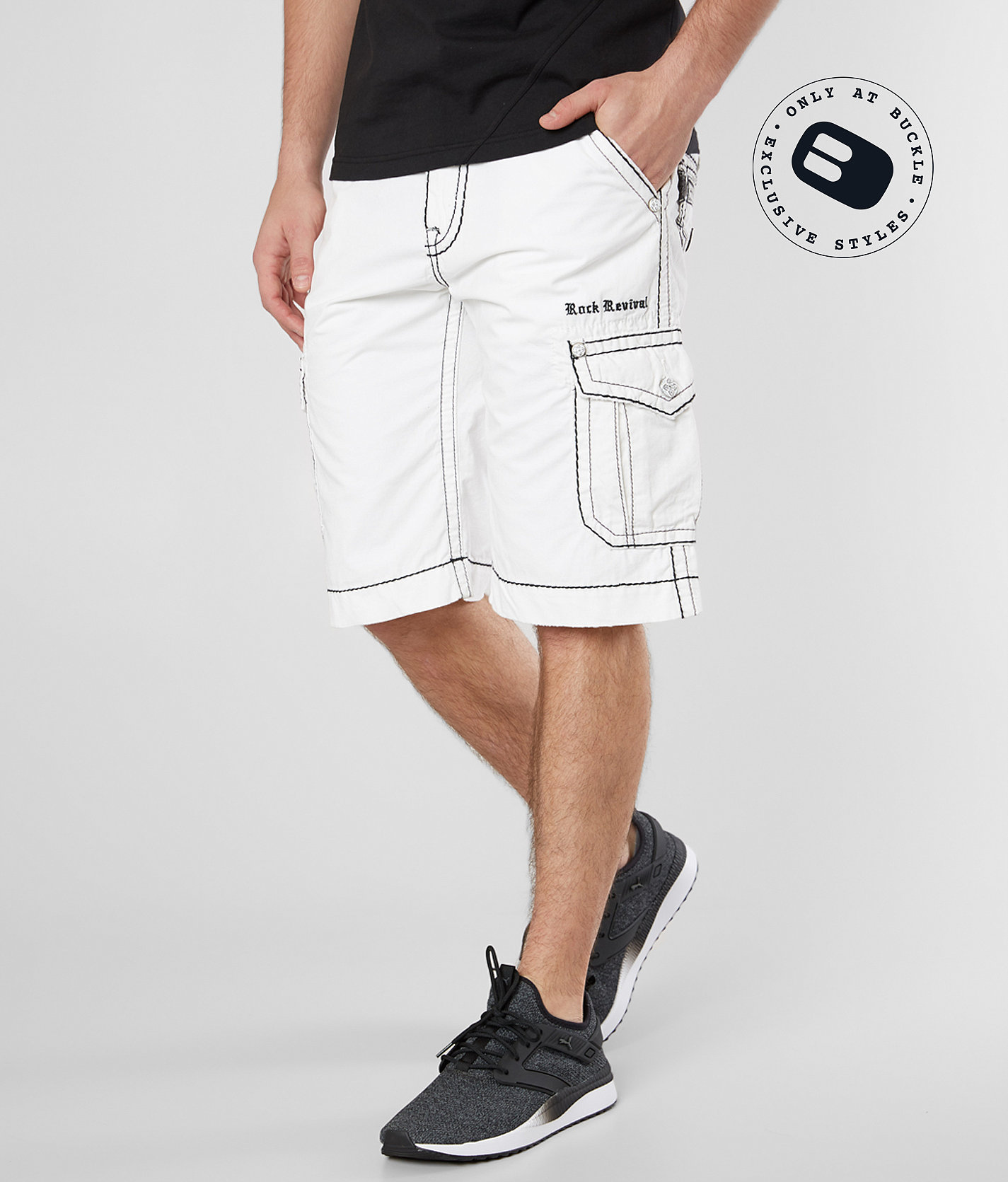 buckle men's rock revival shorts