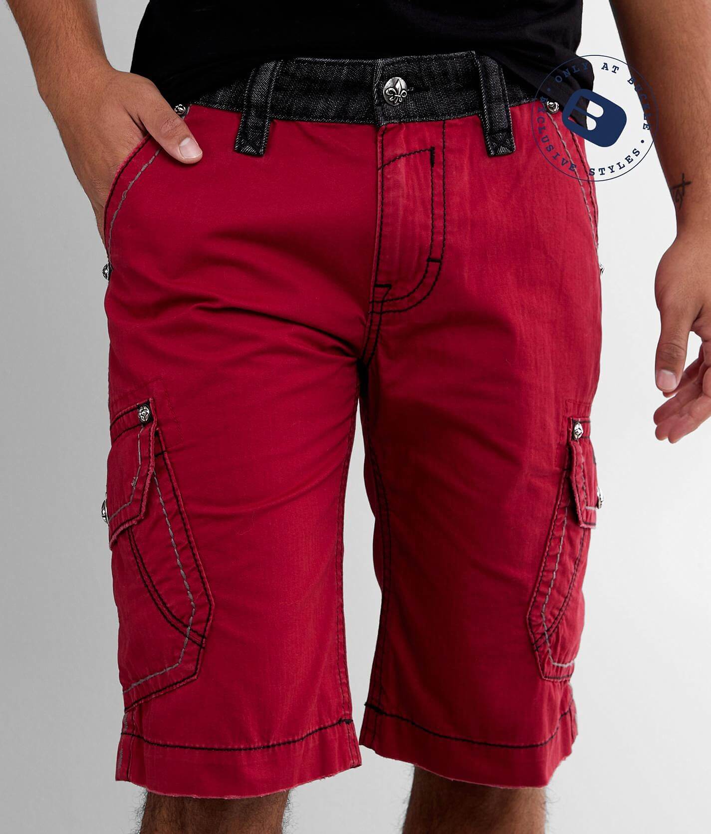 buckle mens jean shorts