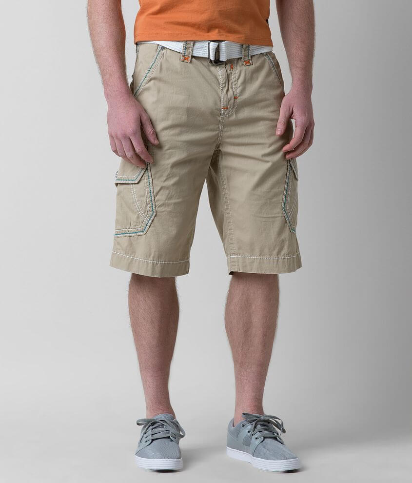 Rock Revival Classic Cargo Short Men's Clothing in Khaki Buckle