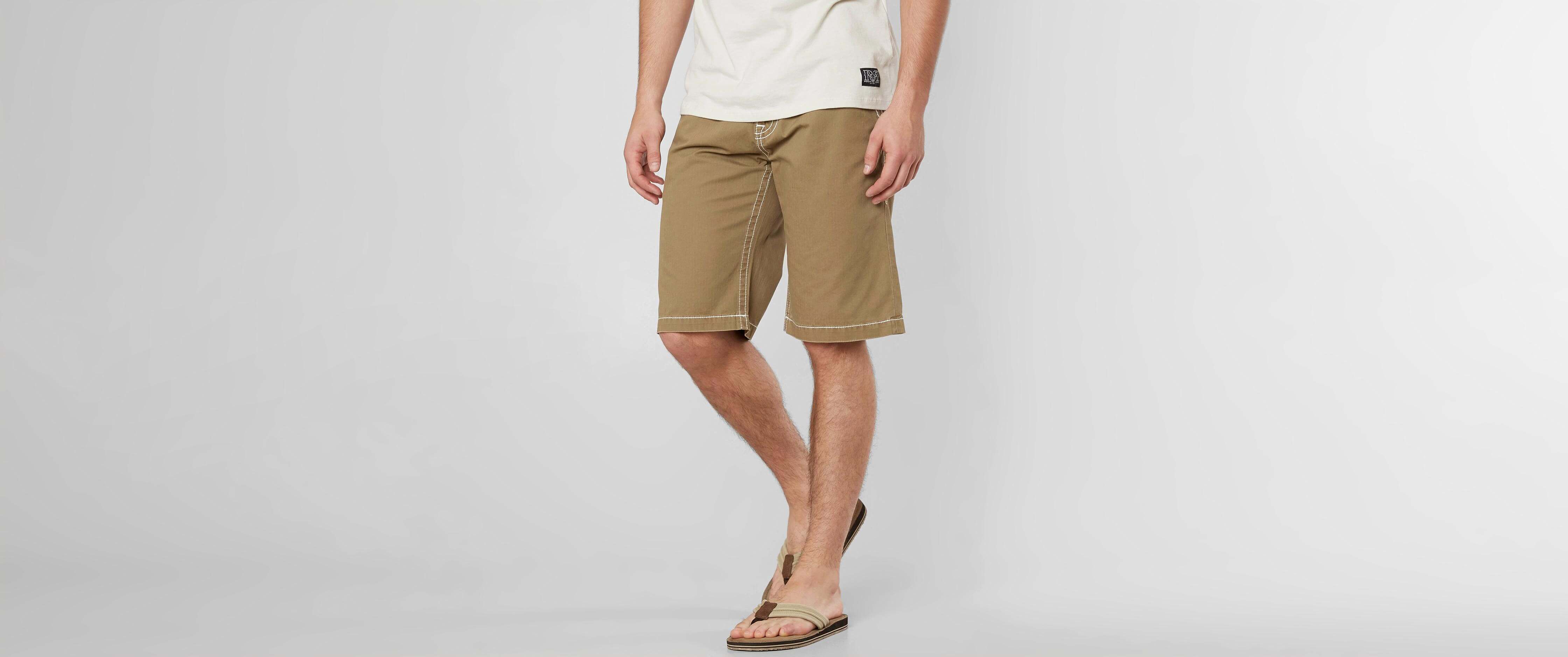Rock Revival Flat Front Short Men's Shorts in Travertine Buckle