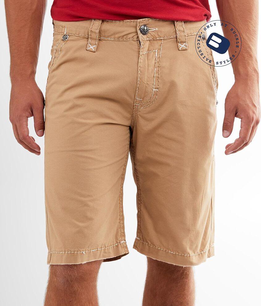 Rock Revival Flat Front Short Men's Shorts in Sand Buckle
