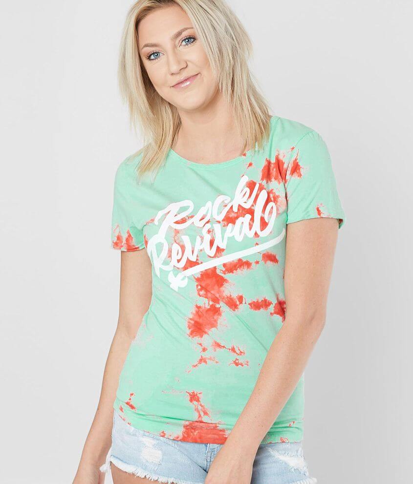 Rock Revival Tie Dye T-Shirt - Women's T-Shirts in Mint Coral Tie Dye ...