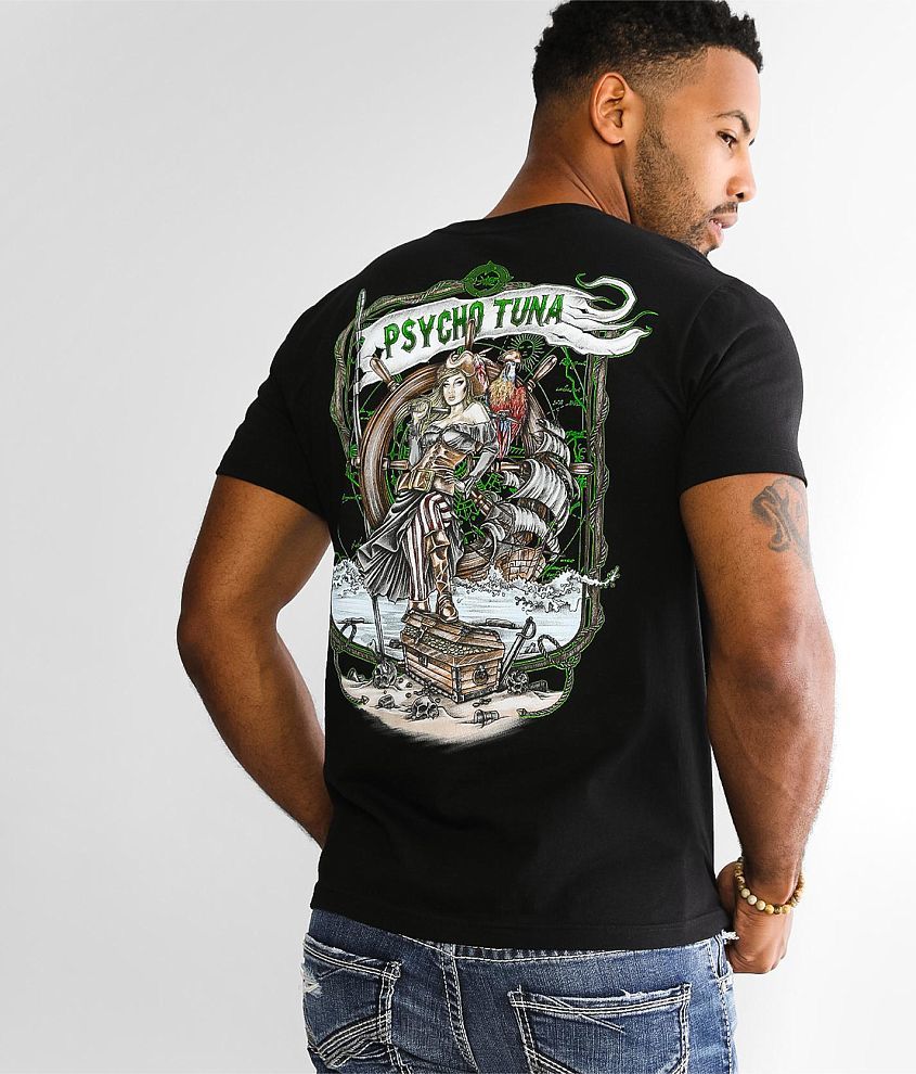 Psycho Tuna™ Pirate Treasure T-Shirt - Men's T-Shirts in Black