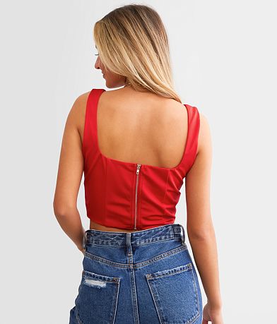 Willow &amp; Root Satin Corset Cropped Tank Top BACK