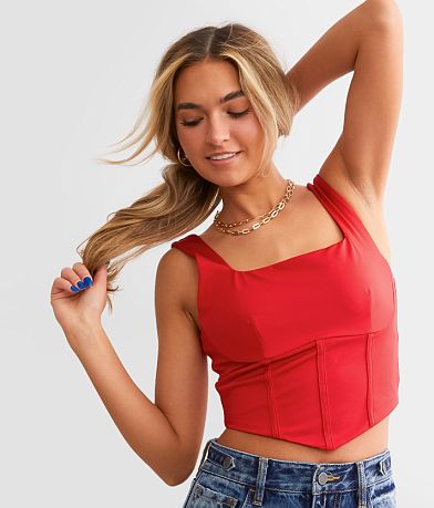 Willow &amp; Root Satin Corset Cropped Tank Top FULL_LEFT_SIDE