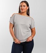 売れ筋商品|||ベルディーニ カットソー トップス レディース Women's Embroidered Cold-Shoulder Knit Top Black Multi ベルディーニ レディース カットソー トップス Plus Size Black
