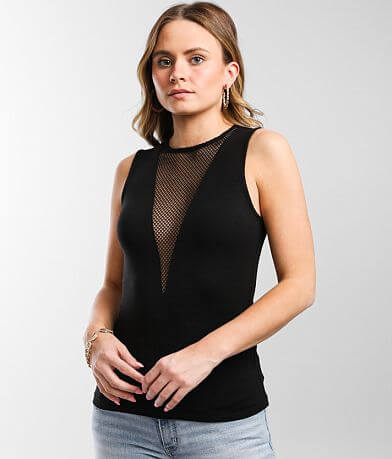 red by BKE Deep V-Neck Mesh Tank Top FULL_RIGHT_SIDE