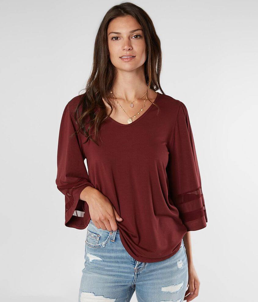 red by BKE Bell Sleeve Top front view