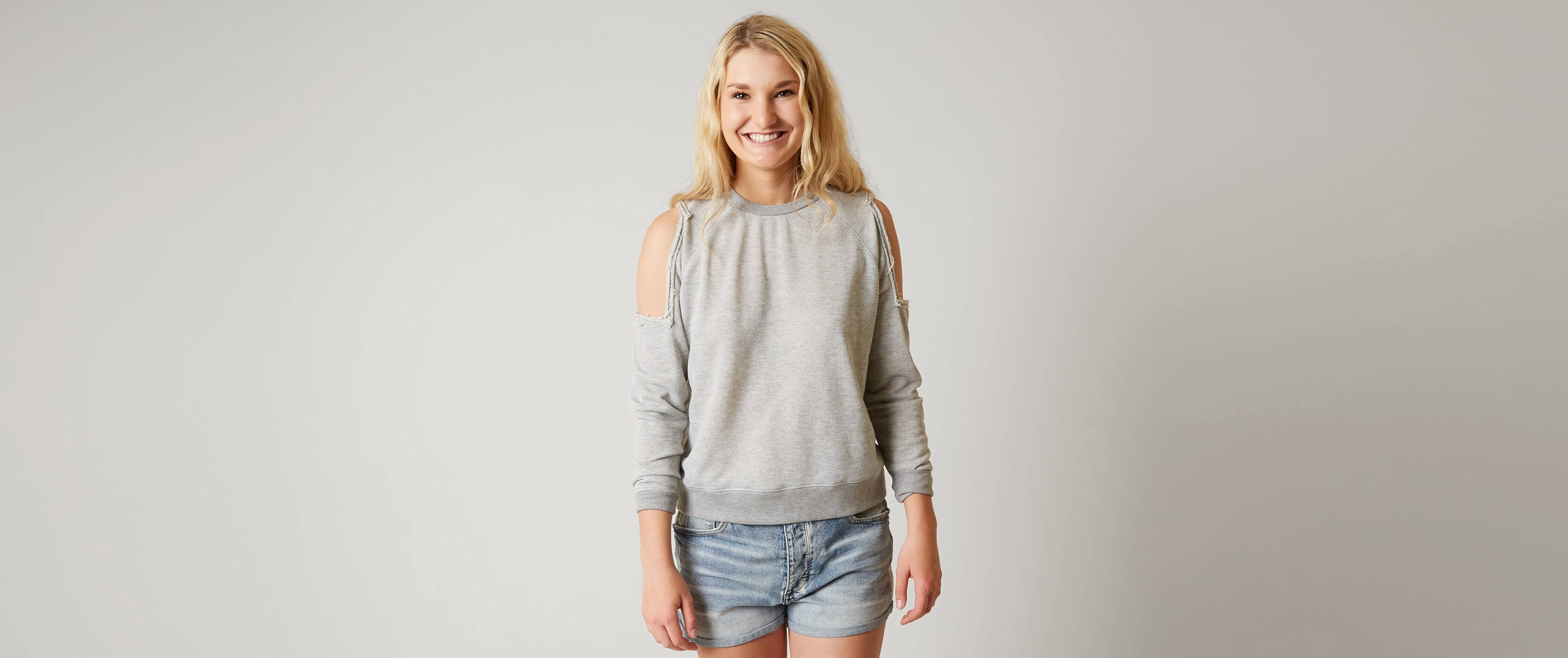 women's cold shoulder sweatshirts