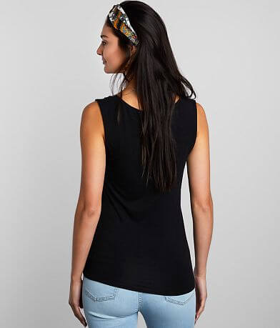 Buckle Black Lace Trim Tank back view