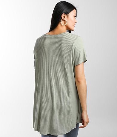 BKE Waffle Knit Tunic Top BACK