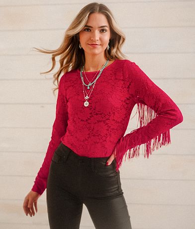 Sterling & Stitch Floral Lace Bodysuit front view