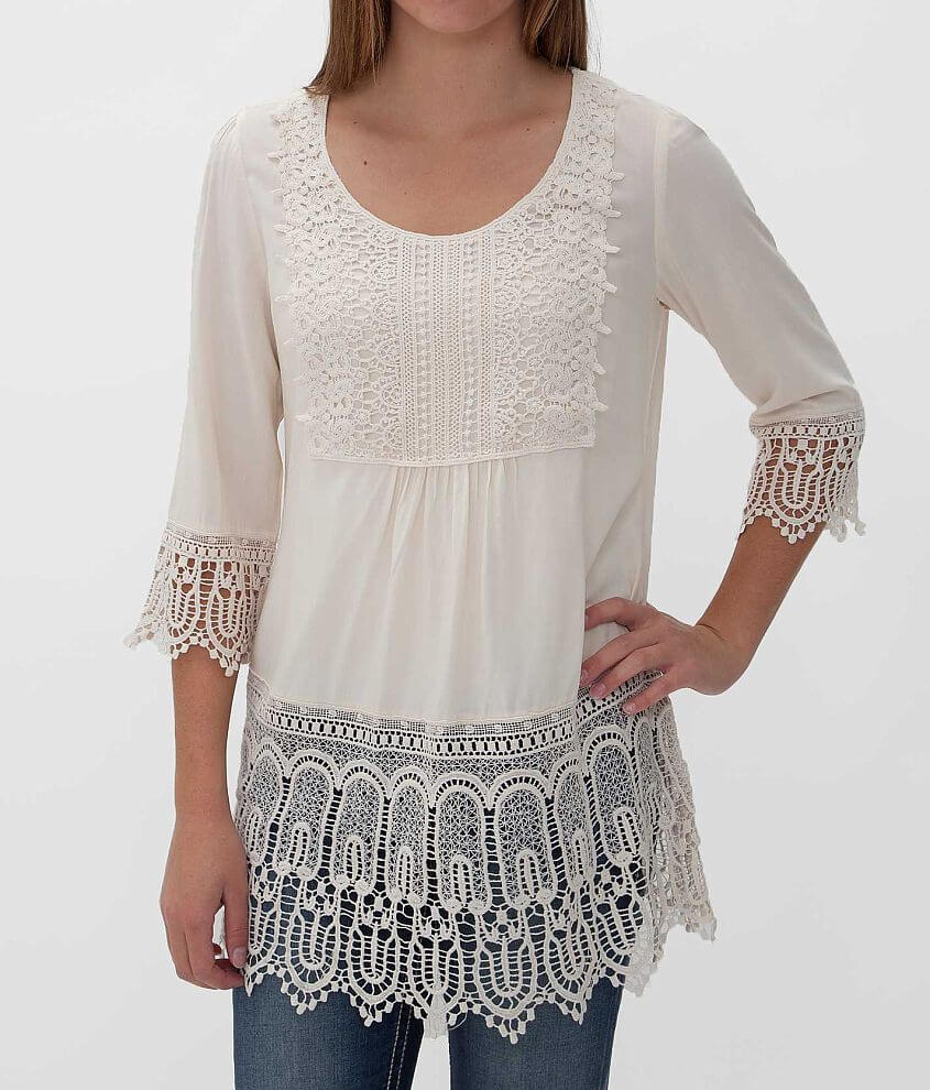 Solitaire Crochet Top Women's Shirts/Blouses in Cream Buckle