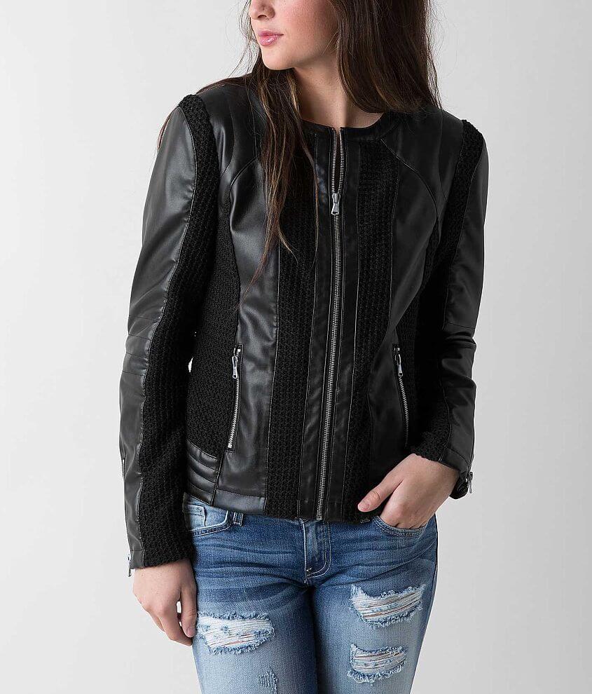 Blanc Noir Faux Leather Jacket front view