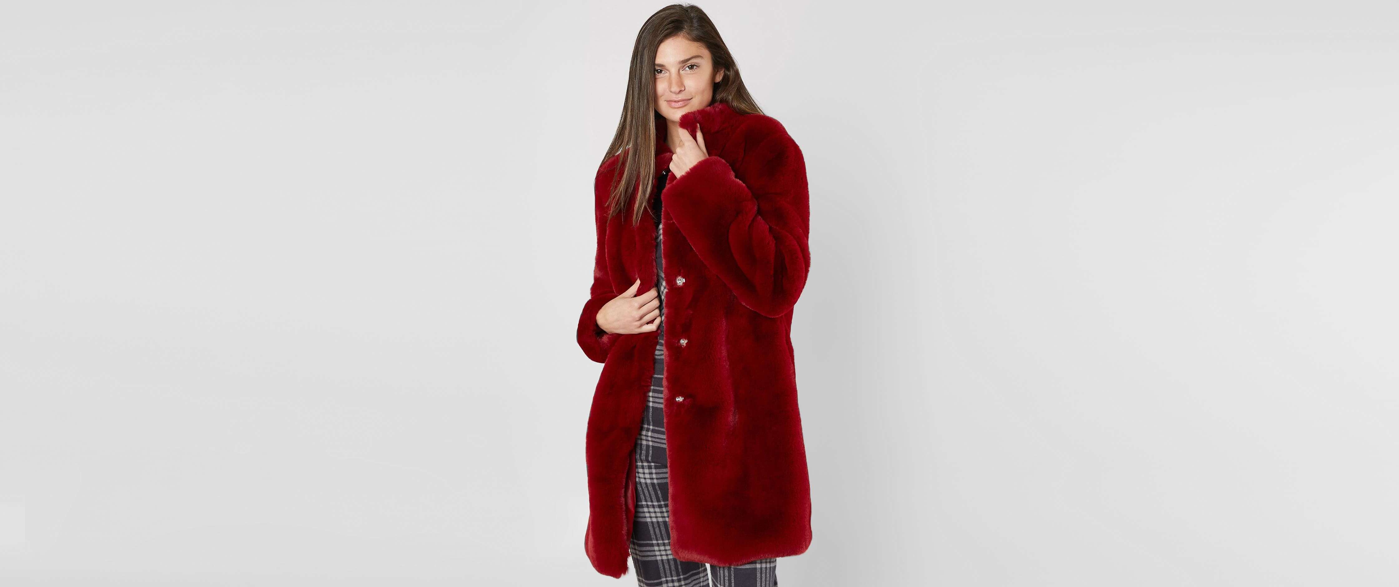 inc red faux fur jacket