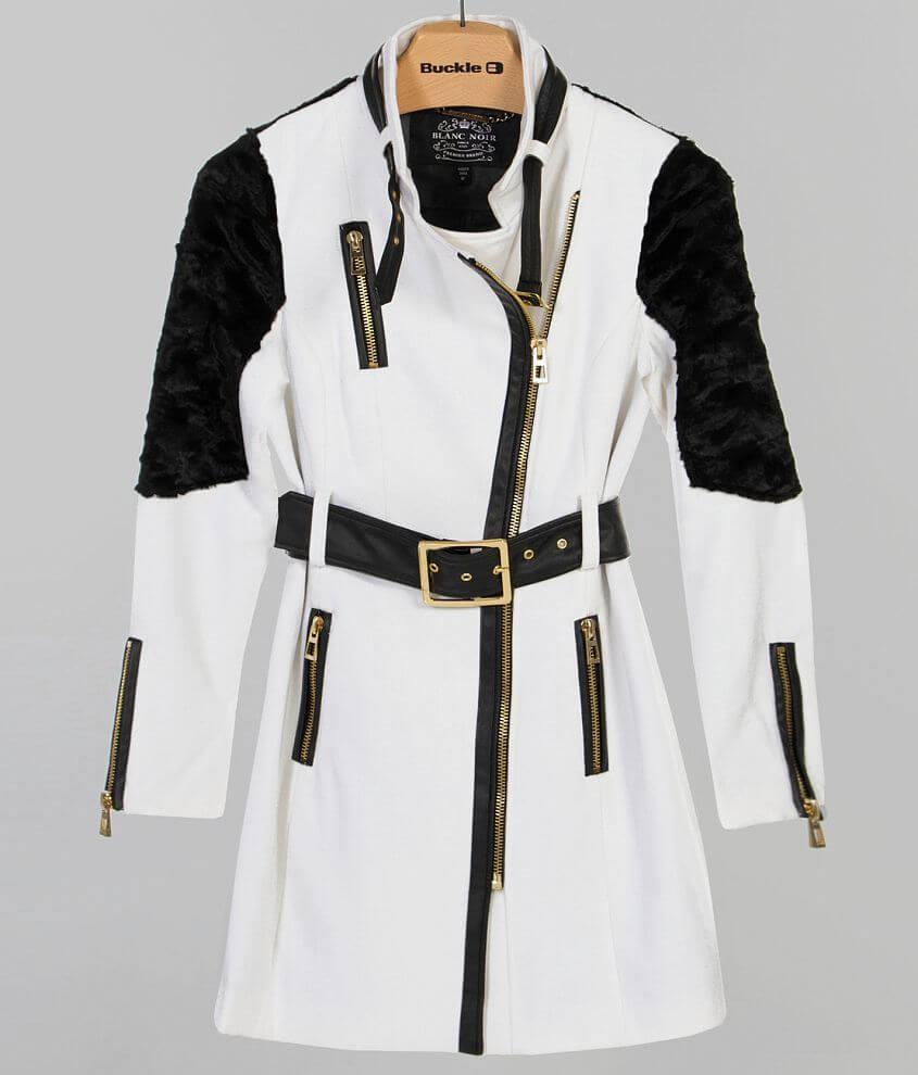 Blanc Noir Asymmetrical Jacket Women s Coats Jackets in White