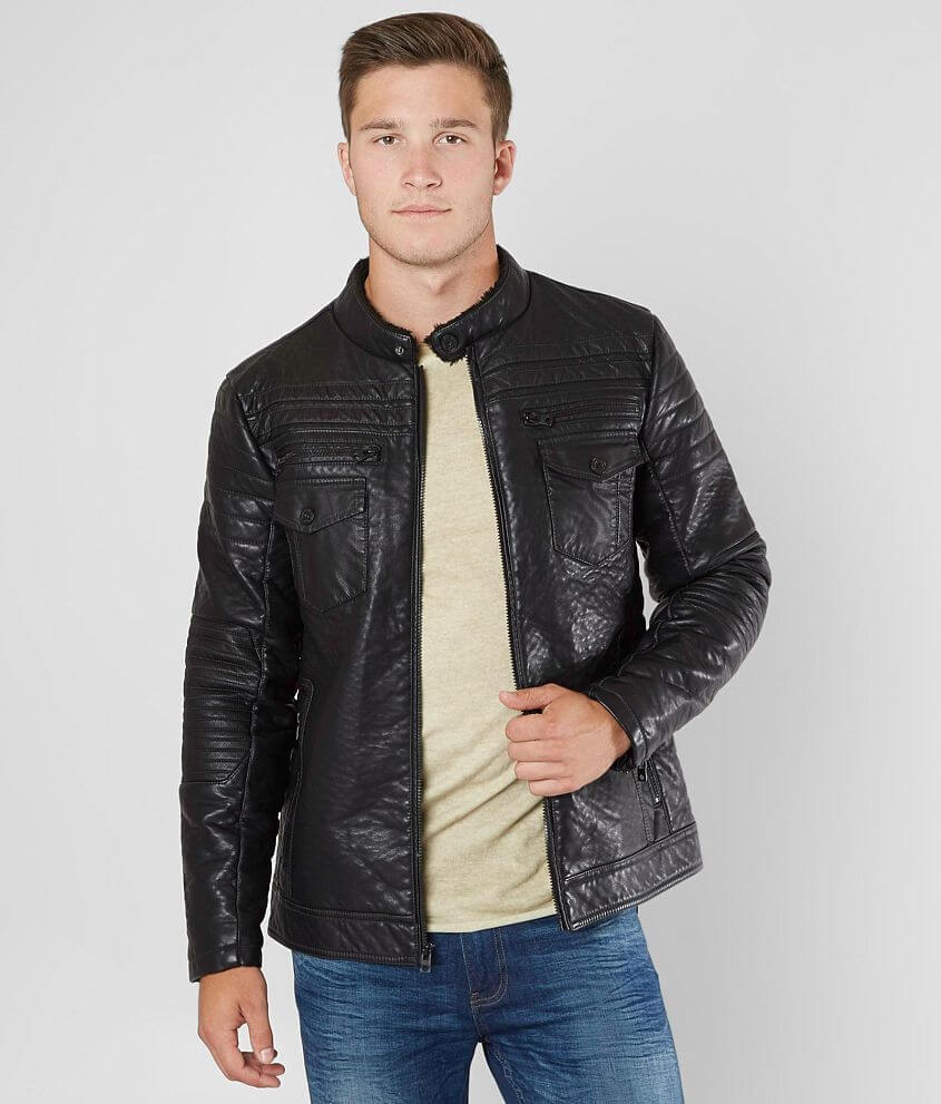Men's Black Motorcycle Faux Leather Jacket