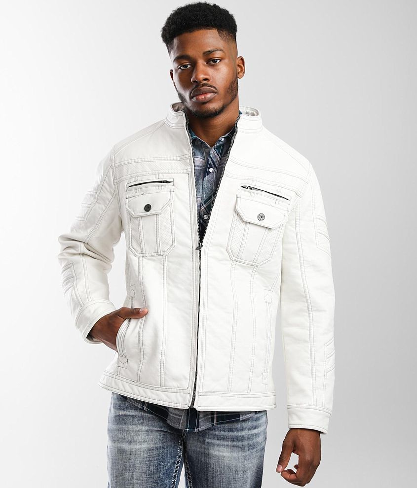 Faux Leather Hooded Jacket